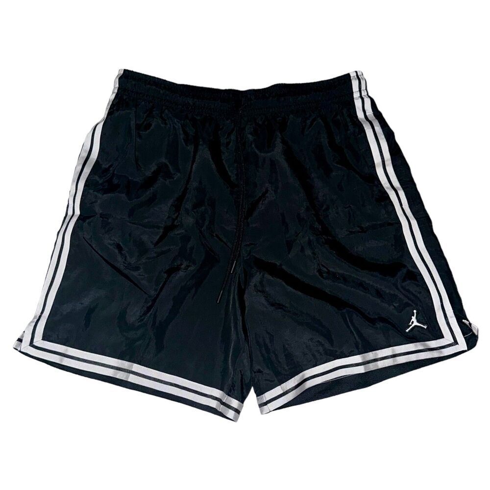 Jordan Vintage Rare Club Woven Track Shorts Nylon Shiny Black Large - Picture 6 of 11